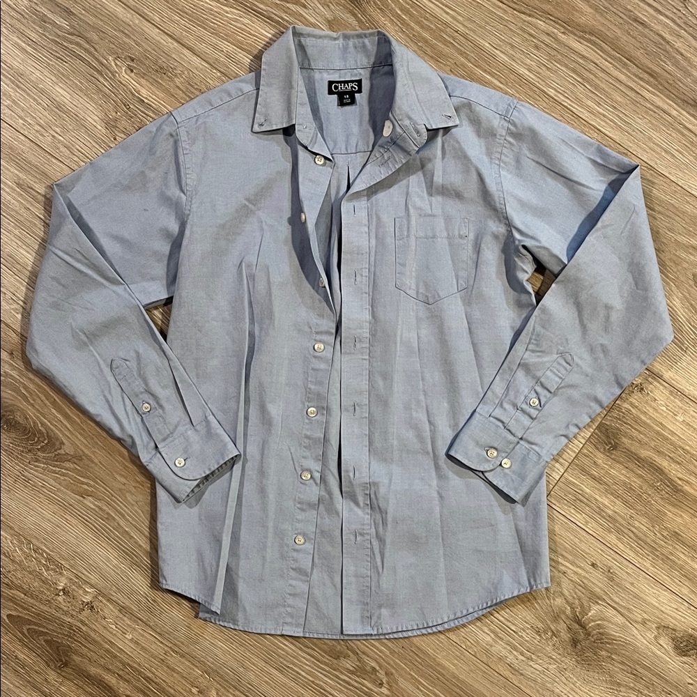 Chaps Light Blue Casual Button Down Shirt boys size 14
